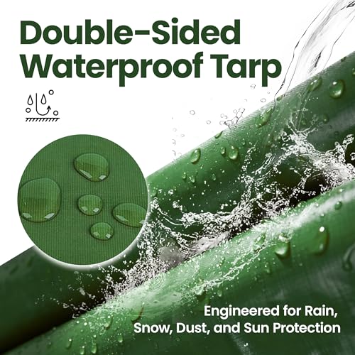 Waterproof Heavy Duty Tarp 15 x 20 5 Mil Thick PE Tarp Army Green Camping Outdoor Garden Wooden Cover Tarpaulin Tearresistant - color: 5 Mil Army Green, size: 15x20 FT