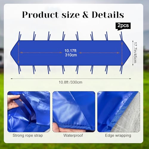 Rainmae 2 Pack Heavy Duty Rain Gutter for Pop Up Canopy, Upgraded Oxford Rain Gutter for 10ft Canopy Tents, Replacement Accessory for Summer Outdoor Events, Easy Drainage Blue