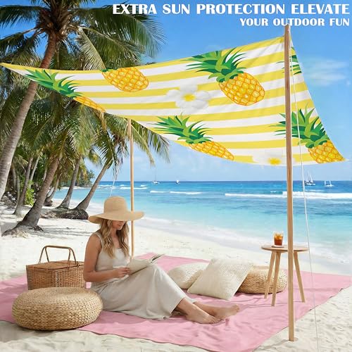 Famstar Beach Blanket Oversized Extra Large78 X 81",Waterproof Sandproof Beach Blanket 1-7 Adults Lightweight Durable for Travel Camping Hiking Picnic - color: Pineapple, size: 78" X 81"