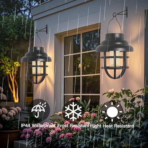 Solar Lights Outdoor Waterproof Hanging Solar Lantern Garden Decor, Hanging Outdoor Lanterns Led Lights for Outside Porch Patio Yard Balcony Pathway - size: 4pack