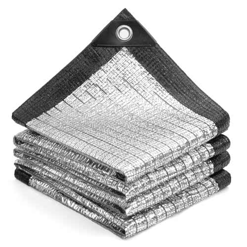 LOVE STORY 85% 6x6FT Aluminum Shade Cloth Reflective Sun Shade Cover Silver Tarp with Grommets for Car Garden Patio Kennel - color: 85% Shading, size: 6x6FT