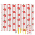 Strawberry Strip Lightweight Beach Blanket Waterproof Sandproof 59"X68" Sand Free Beach Mat with 4 Stakes Compact Outdoor Blanket for Beach Quick Drying Picnic Mat for Travel Camping