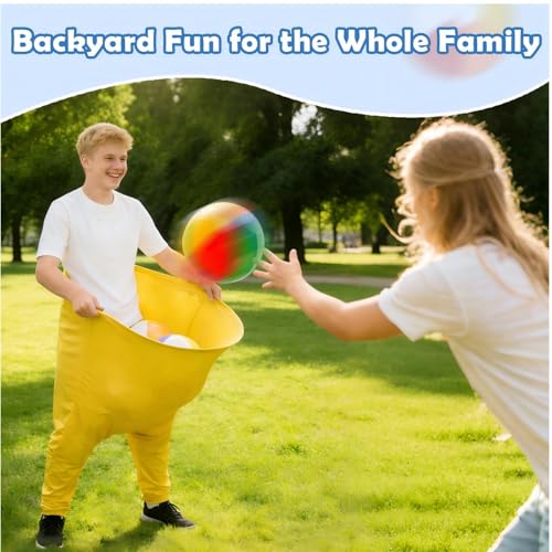 Granny Pants Yard Game Set, Granny Pants Family Outdoor Party Games, Oversized Pants with Bouncy Balls and Electric Air Pump, Outdoor Tossing Games for Adult Yard Game Birthday Party Family Reunion - color: 2 Blue + Yellow