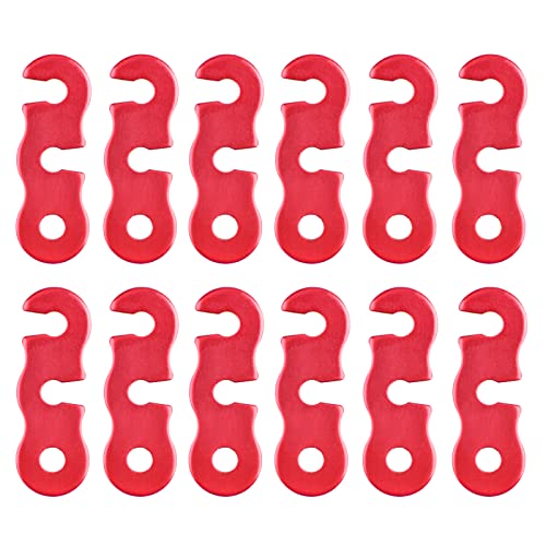 TRIWONDER Guyline Cord Adjuster Rope Tensioner Tent Guy Line Paracord Tightener Loop Alien Aluminum Alloy for Camping Hiking (Red - 12 Pack) - color: Three Holes - Red (12 Pack)