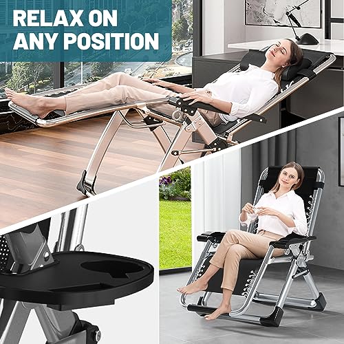 LILYPELLE Zero Gravity Chair, Premium Lawn Recliner Folding Portable Chaise Lounge with Detachable Cushion, Headrest and Cup Holder, Reclining Patio Lounger Chair - color: Vibrant Gray, style: Zero Gravity Chair