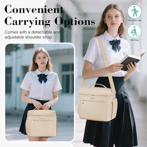 DALINDA Insulated Lunch Bag Lunch Box for Women Men,Leak-Proof Cooler Bag Lunchbox Lightweight for Work Picnic,Study,Beach,Camping,Travel - color: Khaki, size: 7L Medium · Compact Size