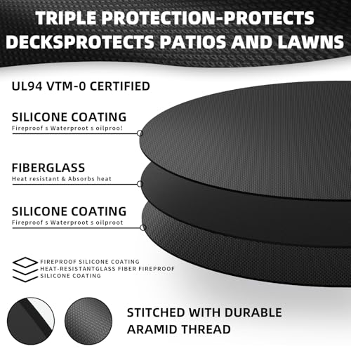 36" Round Fire Pit Mat - Double-Sided Fire Resistant Waterproof Oil-Proof Grill Mat, Deck Patio Lawn Protector, Easy Clean BBQ Floor Mat for Outdoor Fire Pit - color: Thin