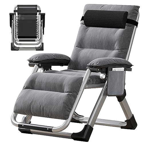 Slsy Zero Gravity Chair, Reclining Lounge Chair with Removable Cushion & Tray for Indoor and Outdoor, Patio Recliner Folding Reclining Chair - color: Vintage Gray, style: Zero Gravity Chair