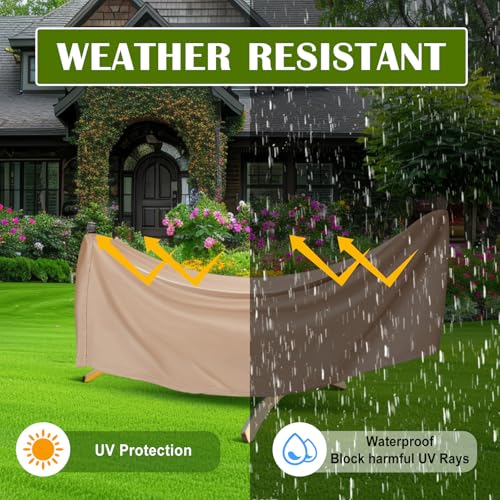 Tranqun Hammock Cover 188" W x 58" D x 20" H, Fits 14-16 ft Hammock Stand, Heavy Duty 420d Oxford Waterproof UV Resistant Outdoor Patio Cover with Adjustable Buckle Straps, Double Stitched Seam(Khaki) - color: Khaki