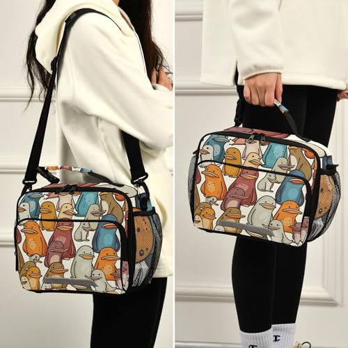 Cute Cartoon Platypus Lunch Bag Insulated Cooler Bag for Boys Girls, Holds Lunch Box, Water Bottle, Snacks