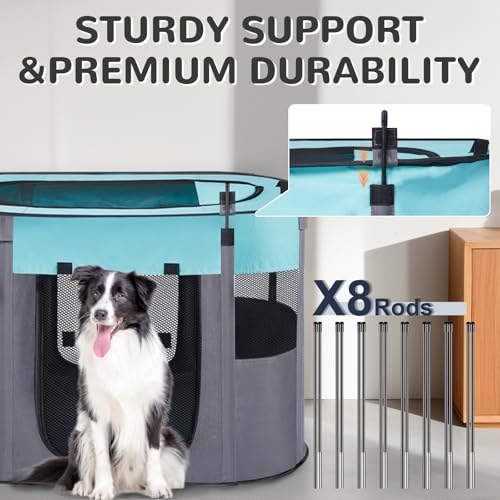 Portable Dog Cat Playpen with Waterproof Pad,Collapsible Pet Puppy Kitten Crate,Foldable Small Animals Kennel Cage for Indoor Outdoor Travel Camping,Water-Resistant Breathable Shade Cover (Green M) - color: Green, style: Medium(32*24*22)