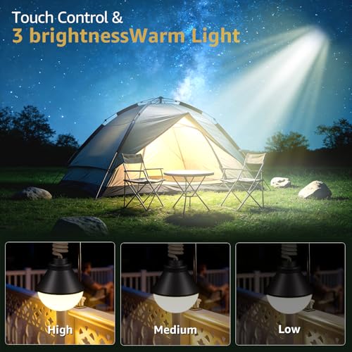 2-Pack LED Camping Lantern Rechargeable 5000mAh with Magnetic, 600LM Waterproof Battery Powered Hanging Tent Light, USB Cordless Portable Dimmable for Power Outages Hunting Survival Gear Outdoor
