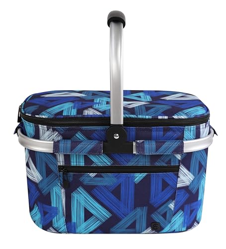 ALLCAMP Picnic Basket - Insulated Cooler, Thickening Foldable Picnic Basket with Removable Baskets & Sewn-in Frame, Basket for House Warming Gifts New Home(Triangle Pattern) - color: Triangle Pattern, size: Medium