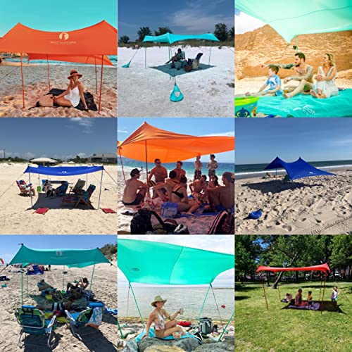 Red Suricata Family Beach Tent & Canopy, UPF50 Sun Shade, 4 Aluminum Poles, Sand Shovel, Medium Portable Sun Shelter (Medium, Black) - color: Black, size: Medium 7' x 7'
