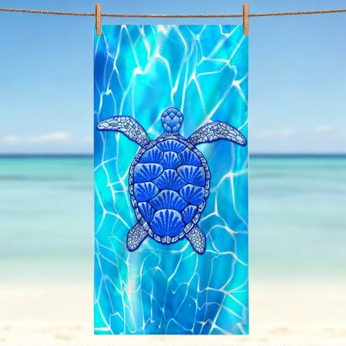 Sea Turle Microfiber Lightweight Beach Towel Sand Free Quick Dry Absorbent Thin Towels Blanket for Swimming Pool Camping Beach Vacation Essentials Accessories Travel Things for Cruise Bath - color: Lcs Multicolor 1540