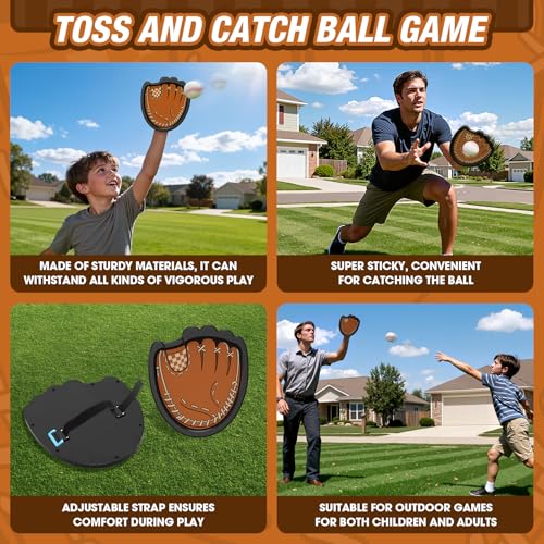 HYES Toss and Catch Ball Set, Outdoor Games for Kids, Beach Yard Camping Toys for Adult & Family, Kids Baseball Glove for 3 4 5 6 7 8+ Year Old Boys & Girls (2 Paddles & 3 Balls) - style: 2 pack
