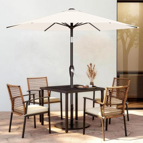 AreShark 7.5FT Patio Umbrella Table Market Umbrella with 6 Sturdy Ribs, Button Tilt/Crank, Heavy-Duty Outdoor Umbrellas for Pool, Deck, Garden and Backyard, Cream White - color: Cream White, size: 7.5FT