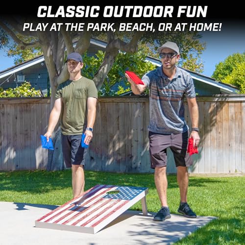 GoSports 4 x 2 ft Regulation Size Wood Cornhole Boards - 10 Vintage Wood Designs (Choose Your Style) - color: American Flag