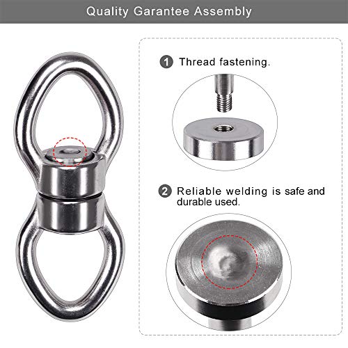 SELEWARE Silent Bearing Swing Swivel, 360° Rotational Device Hanging Accessory for Tree Swing, Hammock Chair, Yoga,1200LB Capacity, 2 Pack - color: Swivel (C) and 2 Carabiners, 2 Pack