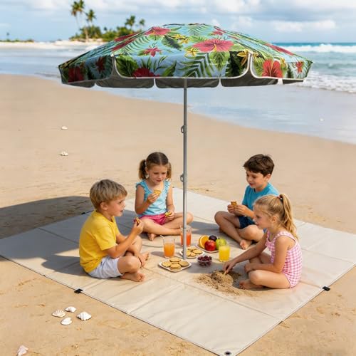 LOTTAFUN Portable Beach Umbrella 6.5ft – Lightweight Adjustable Outdoor Patio and Beach Umbrella Sun Shade with Sand Anchor & Carry Bag, Outdoor Folding no Tilt. - color: Multi Color