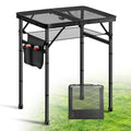 Ciavca Upgraded Folding Grill Table - Metal Portable Camping Table, 3 Height Adjustable Max 28", Lightweight Foldable for Outside BBQ 24"x15.8" - size: 24"x15.8"x28"