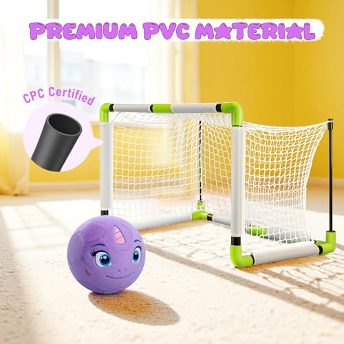 VangeBow Toddler Toy Soccer Goals for Backyard Indoor with Soft Plush Unicorn Ball, Mini Soccer Nets and Ball Set for Kids(Pump Include) - style: Unicorn Ball & Goal