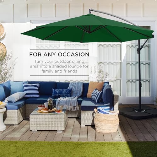 Best Choice Products 10ft Offset Cantilever Hanging Market Patio Umbrella, 8 Sturdy Ribs, Easy Adjustment - Green - color: Green, size: Offset