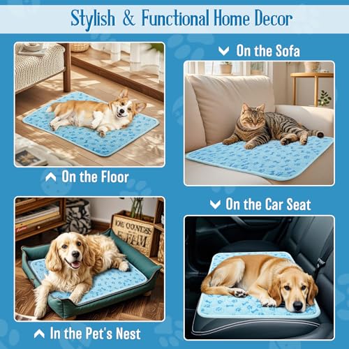 Cooling Mat for Dogs, Q-Max>0.5 Reusable Washable Dog Cooling Pad, Non-Toxic Breathable Pet Cool Blanket, Portable Cooling Bed for Dogs Cats, Indoor Outdoor Summer Heat Relief, No Refrigeration Needed - size: Large