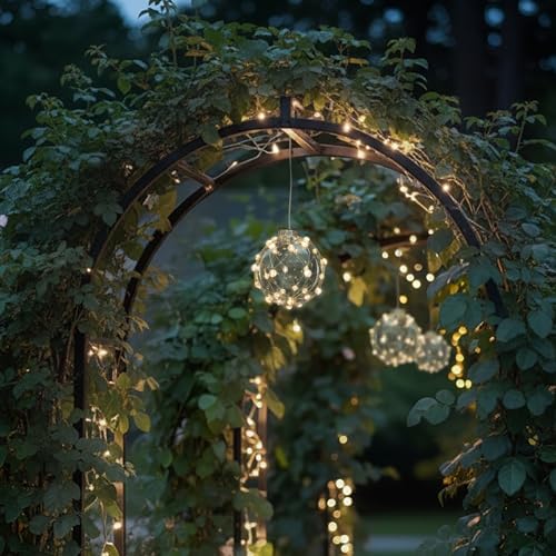 FURORA LIGHTING Hanging Ball Lights Pack of 3-32 Warm White LED, Waterproof, Remote & 6/18 Timer - 5" Globe String Lights for Patio, Garden & Outdoor Decor