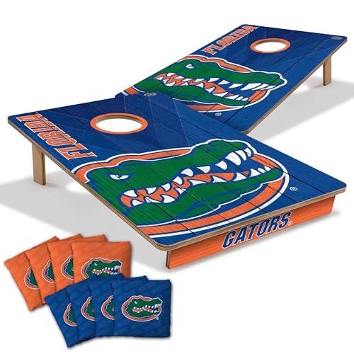 YouTheFan NCAA 2’ x 3’ Wood Cornhole Game with Logo Bags - color: Florida Gators, size: 2' X 3'