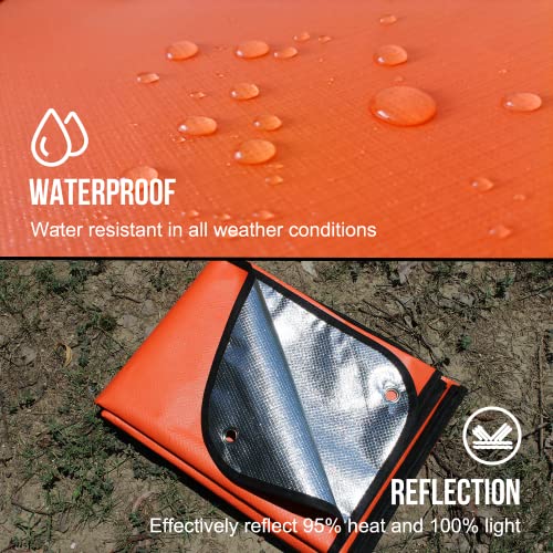 LYN Heavy Duty Emergency Blanket Survival Gear Waterproof Insulated Blanket Emergency Tarp for Camping, Hiking, Bushcraft - color: Orange