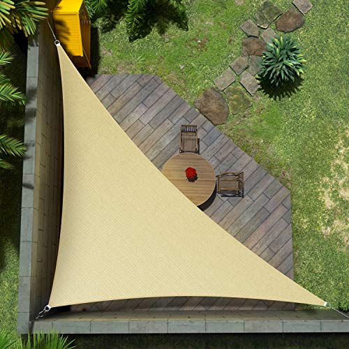 Amgo Custom Size 7' x 13' x 14.8' Beige Right Triangle Sun Shade Sail UPF50+ AGTAPRT12, Order to Make Canopy Awning, 95% UV Blockage, Water & Air Permeable, Commercial Standard (We Customize) - color: Beige, size: 7' X 13' X 14.8' Custom Size