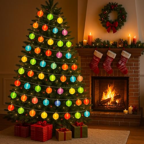 AceList 20 LED Colorful Lantern String Lights - Waterproof, Battery-Powered Decorative Lighting for Festivals, Parties, and Home Decor. Perfect for Weddings, Holidays, Camping, and Everyday Ambiance