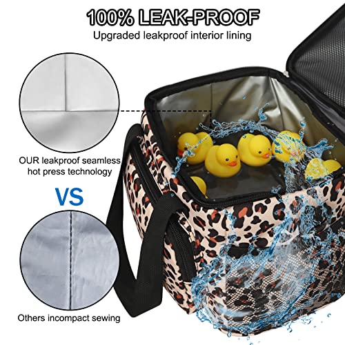 Femuar Lunch Bags for Women/Men, Insulated Lunch Bag for Work Office Picnic - Lunch Cooler Bag Leakproof Lunch Box with Adjustable Shoulder Strap - Leopard Print - color: 7-Leopard, size: Medium Size