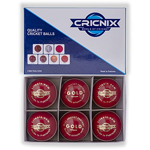 Gold Cricket Ball - 5oz Leather Ball for Cricket Net | Red Ball for Junior Sport Game - size: 1-Pack