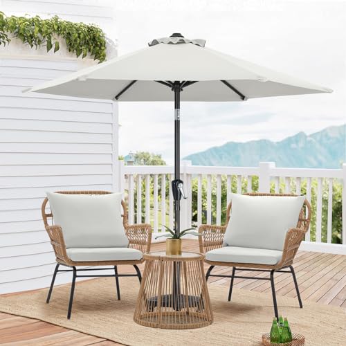 MASTERCANOPY 7.5FT Patio Umbrella with Push Button Tilt and Crank, Outdoor Market Umbrella with 6 Sturdy Ribs, UV Protection & Waterproof for Garden, Deck, Backyard, Pool (Light Beige) - color: light beige, size: 7.5FT