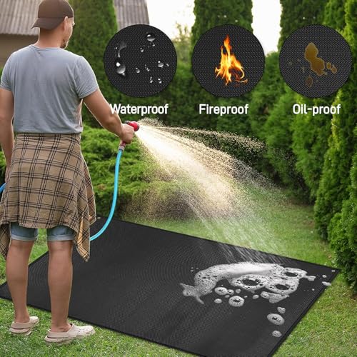 70 x 48 in Grill Mats for Outdoor Grill Compatible with Blackstone 28in & 36in Griddle, Fireproof Griddle Mats for Grilling to Protect the Deck, Griddle Accessories Compatible with Blackstone - 0.6mm - color: Black, size: 70x48x0.02in
