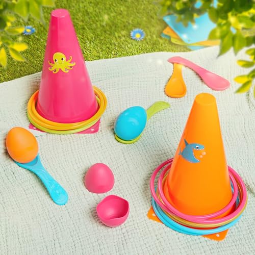 B. toys – Outdoor Games Galore Combo – Ring Toss & Egg-and-Spoon Game Set for Backyard Fun, Party Activities & Family Entertainment – Includes Easy-to-Grip Rings & Spoons – Kids Outdoor Toys 3+ Years - style: Ring Toss & Egg-Spoon Game