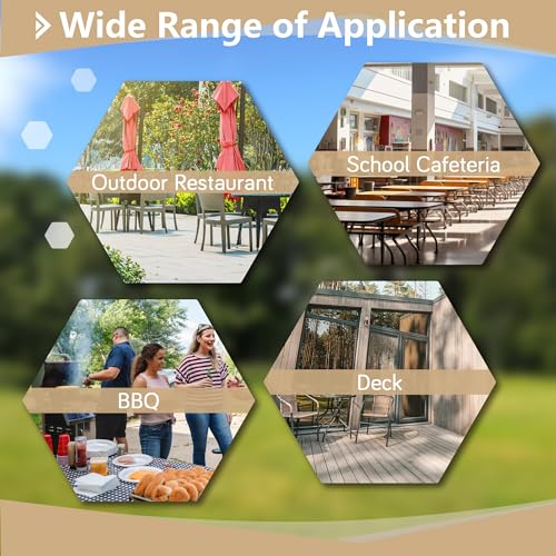 72'' Steel Rectangular Metal Picnic Table for Outdoors, Commercial Picnic Table with Umbrella Hole of Up to 1-1/2" Diameter, for Garden Courtyard BBQ, Red - color: Red