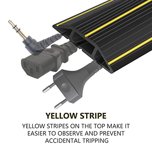 10Ft Cord Cover Heavy Duty Cable Protector 3 Channels Contains Cords, Cables and Wires, Easy to Unroll-Conceal Wires of Home, Office, Warehouse(Black) - size: 10FT