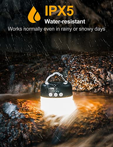 LED Camping Lantern Rechargeable 1000LM, Up to 300H Running Time Camping Tent Light, 6700mAh Emergency Hanging Light for Hurricane, Power Outages, Home, Hiking, Water-Resistant, Black - style: Black