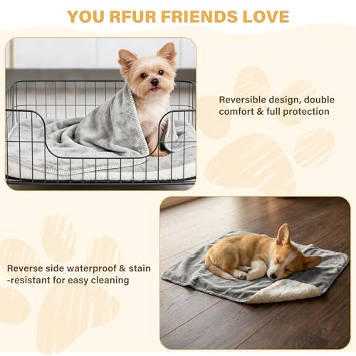 Kritter Planet Waterproof Small Dog Blanket, Soft Puppy Blanket,Washable Furniture Protector, Dog Blanket for Car,Reversible Sherpa Fleece Couch Cover for Small Pets - color: Light Grey, size: 20x30 Inches