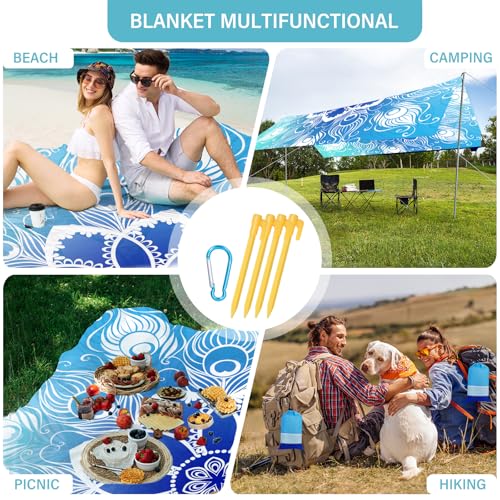 Beach Blanket 78''×81'' Suits 1-5 Adults Waterproof Sandproof Oversized Lightweight Blanket Packable Large Picnic Mat for Beach Travel Camping Picnic Hiking - color: Mandala, size: 78''x81''