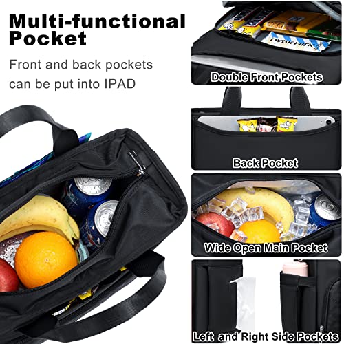 AIJIEKE Extra Large Lunch Bag for Women & Men, Insulated Leakproof Lunch Box for Work, Reusable Adult Lunch Tote with Shoulder Strap, Multi-Pocket Cooler Bag for Office, Picnic, Beach, Black - color: Black
