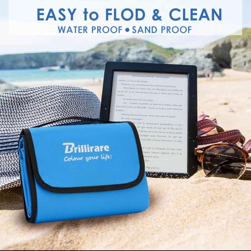 Beach Picnic Blanket, Sandproof Waterproof Camping Blankets 80x63in Large, Outdoor Sandfree Foldable Mat, Oversized Packable Family Mats for Hiking, Camping, Park, Travel, Grass Concert-Blue - color: Blue, size: 80x63 in