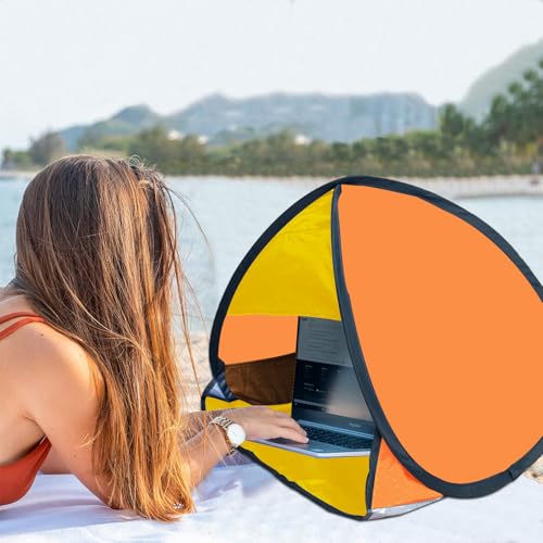 Mini Pop Up Beach Tent, Automatic Instant Mini Dog Tent for Dog Shade & Head Canopy, Laptop Shade for Working Outside, Portable Lightweight Mini Pop Up Canopy for Camping Hiking Picnic (Yellow-Orange) - color: Yellow-orange