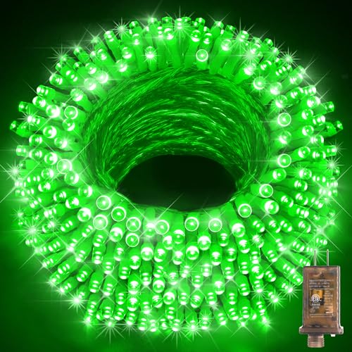 KNONEW 403ft 1000 LED Christmas String Lights Outdoor 8 Modes & Timer Fairy Light Plug in Waterproof LED Wedding Lights for Xmas Yard Tree Party Holiday Decor (Green) - color: Green, size: 403FT 1000 LED