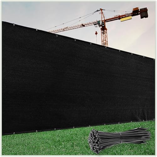 ColourTree 4' x 9' Black Fence Privacy Screen Windscreen Cover Fabric Shade Netting Mesh Cloth - Commercial Grade 170 GSM - Cable Zip Ties Included - We Make Custom Size - color: Black 2nd Generation, size: 0 4' x 0 9'