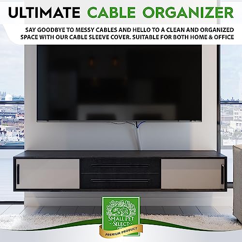 Small Pet Select Heavy Duty Cord Cover - Black, 10ft - Ultra Durable Electrical Cable and Wire Protector for Rabbits, Dogs, Cats and Other Pets - Cord Management and Animal Protection - color: Black