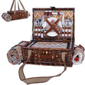 Neti Neti Wicker Picnic Basket for 2 Boho with Insulated Cooler & Waterproof Blanket – Large Willow Picnic Hamper for Outdoor, Camping, Beach, Romantic Dates, Valentine’s Day - color: Boho 3